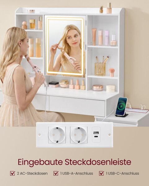 Toaletní stolek se zrcadlem a LED osvětlením RDT144WB01
