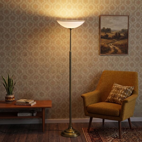Klasická stojací lampa bronzová s opálovým sklem - Katarina