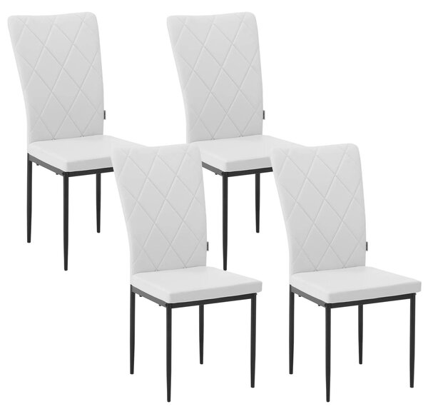 Židle - Jídelní židle - Sada 4 jídelních židlí - Kožené potahy - Ergonomický design - Kovové nohy - Vysoké opěradlo