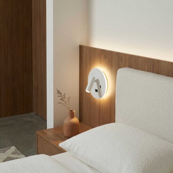 Ambient reading spot LED nástěnné svítidlo s USB kulaté Černá