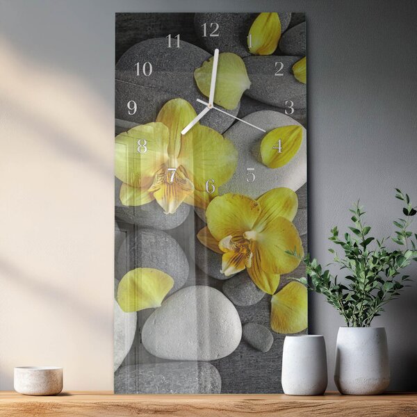 Skleněné hodiny vertikální Květinový kámen zsppb-30x60-00092463