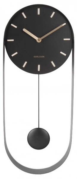 Designové kyvadlové nástěnné hodiny 5822BK Karlsson 50cm