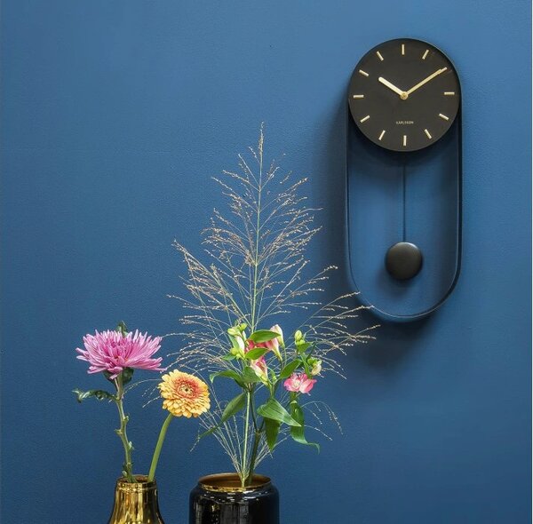 Designové kyvadlové nástěnné hodiny 5822BK Karlsson 50cm