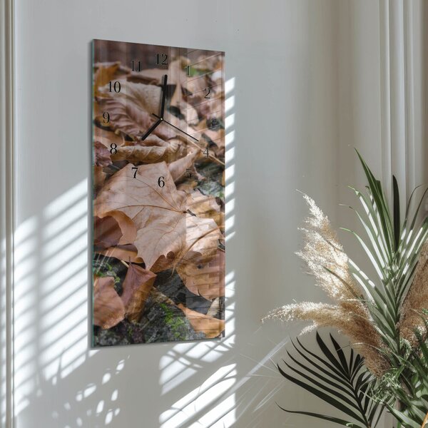 Skleněné hodiny vertikální Listy zsppc-30x60-00175461