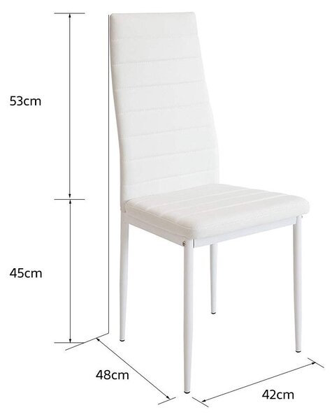 Židle do jídelny – Vysoké židle – Kuchyňské židle – Minimalistické židle – Sada 4 kusů – Bílá barva, snadno se čistí