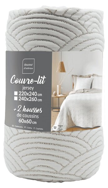 Bílý/béžový set přehozu a povlaku na polštář jersey 220x240 cm Cassandra – douceur d'intérieur