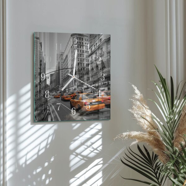Skleněné hodiny Newyorské taxi zskb-30x30-00079737