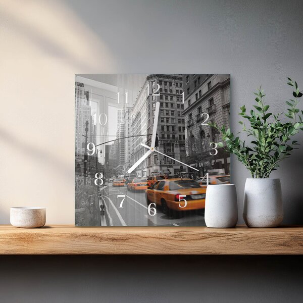 Skleněné hodiny Newyorské taxi zskb-30x30-00079737