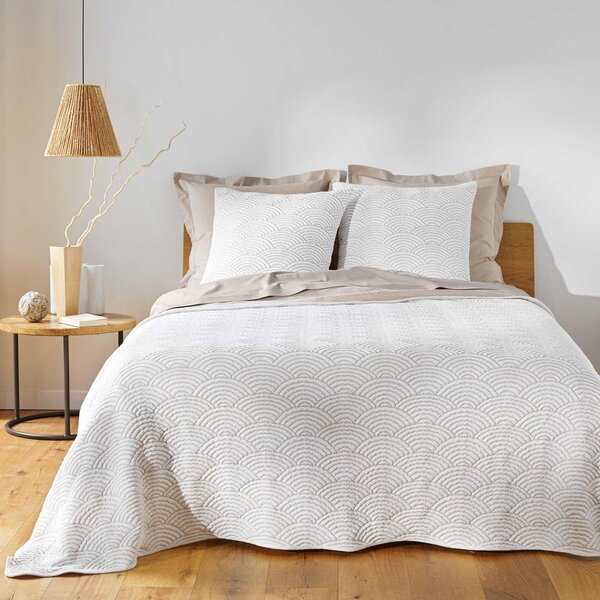 Bílý/béžový set přehozu a povlaku na polštář jersey 220x240 cm Cassandra – douceur d'intérieur