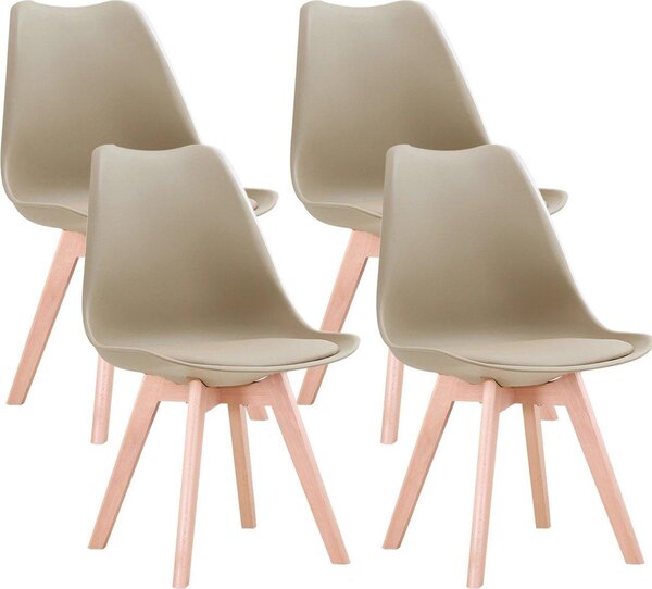 Jídelní židle - Jídelní židle - Skandinávský styl - Sedací křeslo (s opěradlem) - Ergonomické - Sada 4 kusů - Béžová