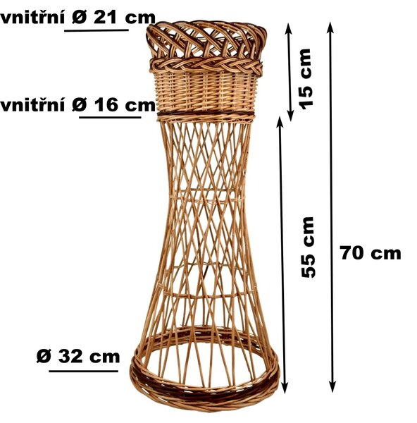 Květinový stojan z proutí 70 cm