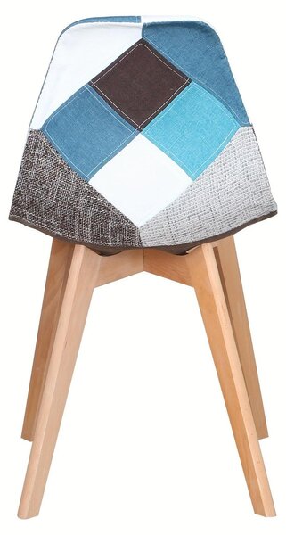 Jídelní židle - Židle - Komplet jídelní set - Kuchyňské židle - Černé židle - Modrá patchworková potahová látka - Skandinávský design