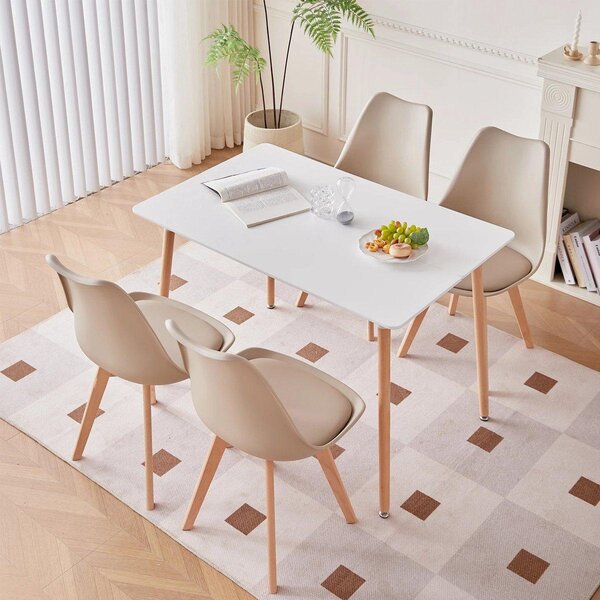 Jídelní židle - Jídelní židle - Skandinávský styl - Sedací křeslo (s opěradlem) - Ergonomické - Sada 4 kusů - Béžová