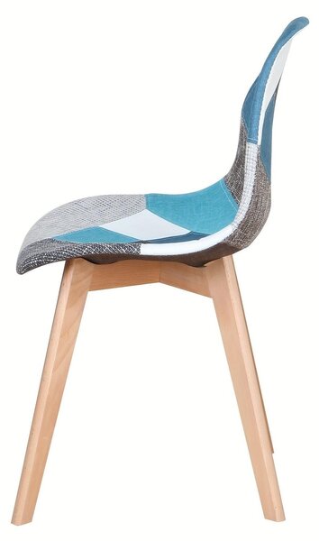 Jídelní židle - Židle - Komplet jídelní set - Kuchyňské židle - Černé židle - Modrá patchworková potahová látka - Skandinávský design