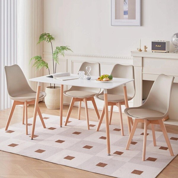 Jídelní židle - Jídelní židle - Skandinávský styl - Sedací křeslo (s opěradlem) - Ergonomické - Sada 4 kusů - Béžová
