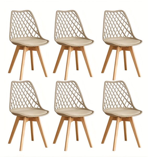 Skandinávské jídelní židle - Designové židle - Kuchyňské židle - Obývací pokojové židle - Židle do kavárny - Sada 6 kusů