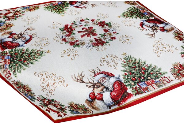 Vánoční gobelínový ubrus na stůl s lurexem Santa Barva Vícebarevná Rozměry 90x90 cm