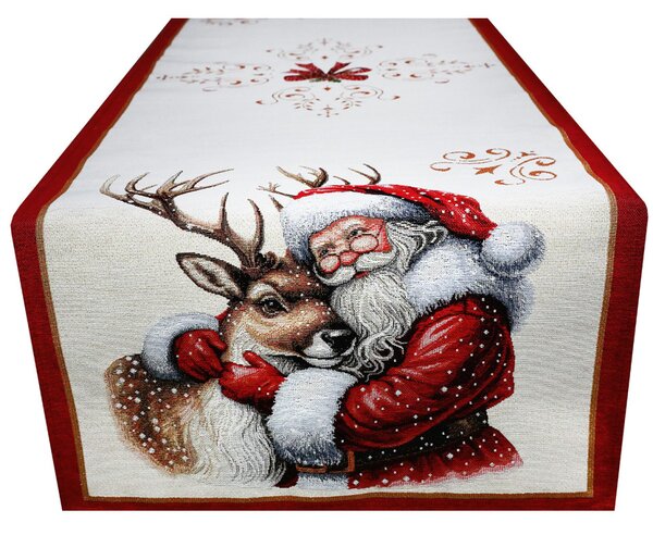 Vánoční gobelínový běhoun na stůl s lurexem - Santa Barva Vícebarevná Rozměry 45x90 cm