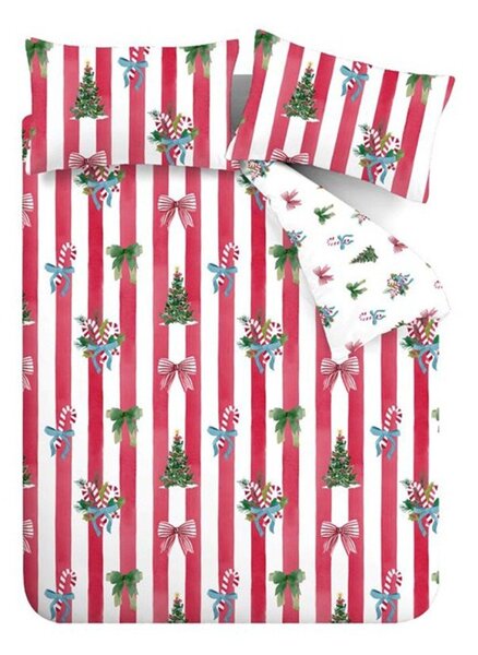 Červené/bílé povlečení na dvoulůžko 200x200 cm Christmas Stripe – Catherine Lansfield