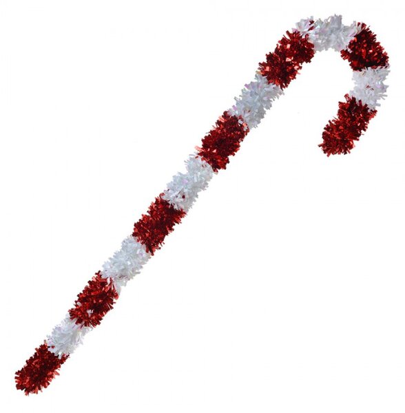 Bílo-červená vánoční dekorace Candy Cane ze střapatého řetězu L – 120 cm