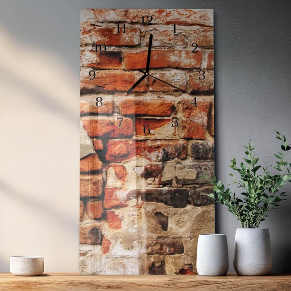 Skleněné hodiny vertikální Cihlová zeď zsppc-30x60-00170455