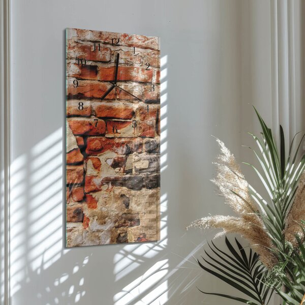 Skleněné hodiny vertikální Cihlová zeď zsppc-30x60-00170455