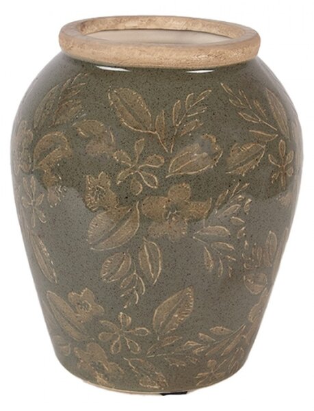 Zelená keramická váza v šedozelené glazuře Gedeuk S – 13x16 cm