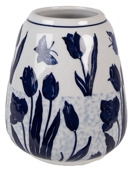 Keramická váza s modrými tulipány Delft – 16x18 cm