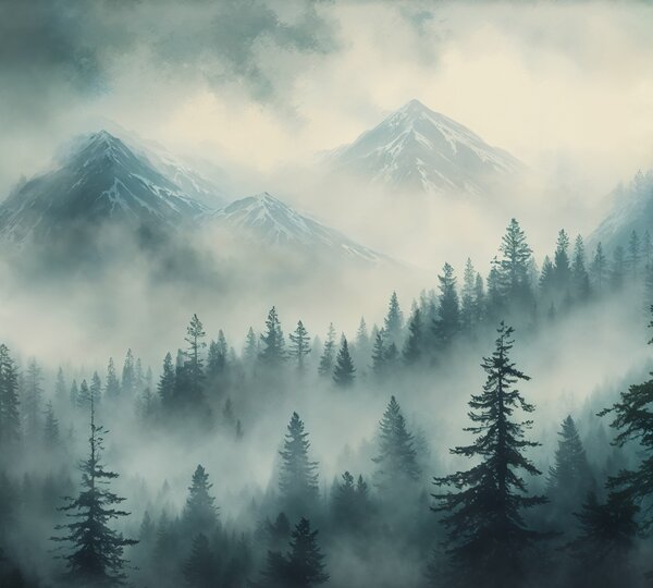 Obraz na plátně - Mlha, co by se dala krájet FeelHappy.cz Velikost obrazu (šířka x výška): 120 x 40 cm
