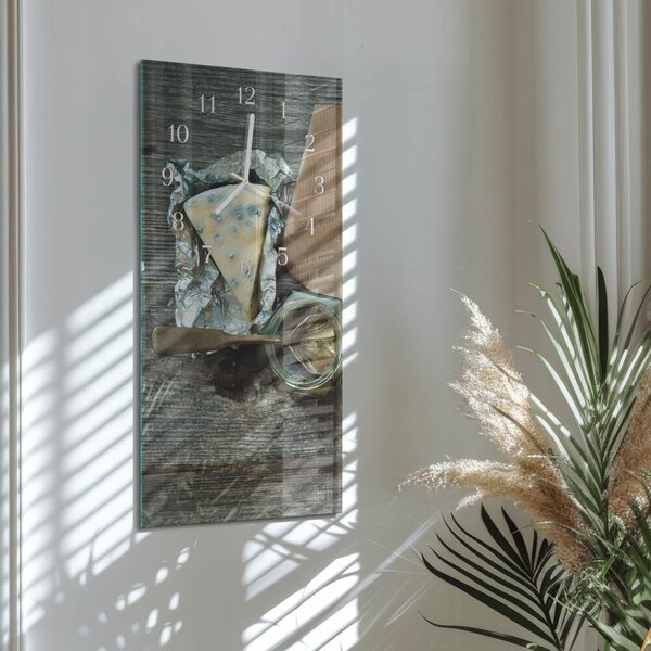 Skleněné hodiny vertikální Sýr zsppb-30x60-00090529