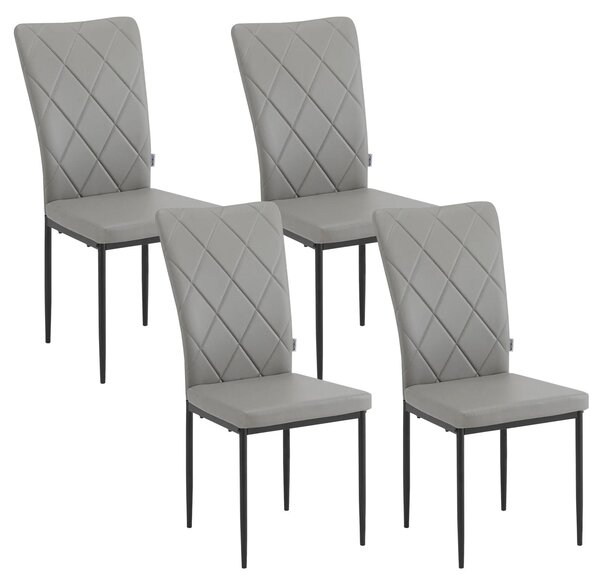 Židle - Jídelní židle - Sada 4 jídelních židlí - Kožené potahy - Ergonomický design - Kovové nohy - Vysoké opěradlo