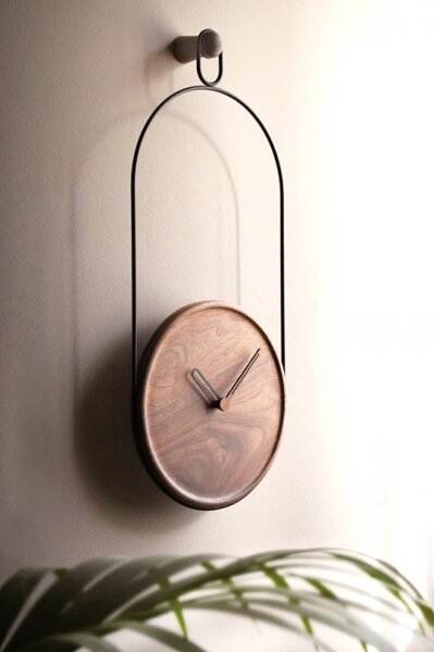 Designové nástěnné hodiny Nomon Eslabon Walnut Black 68cm