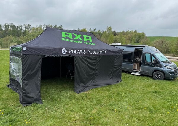 TENTino SET - Nůžkový párty stan 3x6 m /6 s jednostranným potiskem Typ konstrukce: SMALL HEXAGON, Rozsah potisku: pouze střecha, Plachtovina - gramáž: polyester 230 g/m2