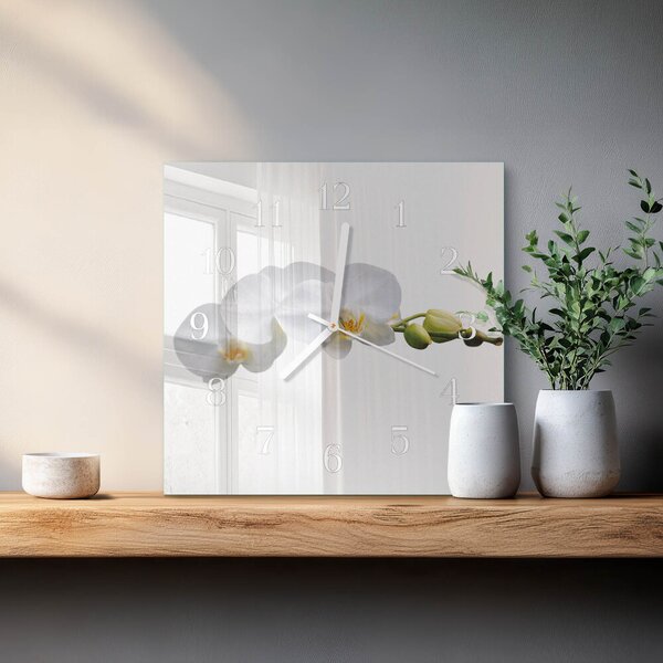 Skleněné hodiny Orchidej zskb-30x30-00082091