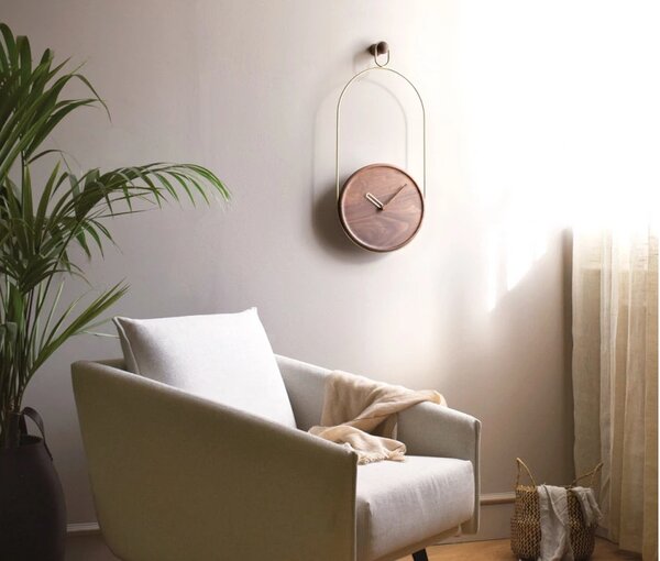 Designové nástěnné hodiny Nomon Eslabon Walnut Gold 68cm