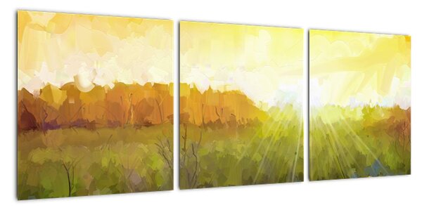 Obraz slunečnice na poli (90x30cm)