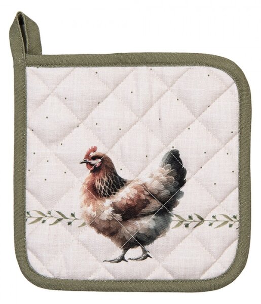Chňapka / podložka pod hrnec s kohoutkem a slepičkou Farm Love – 20x20 cm