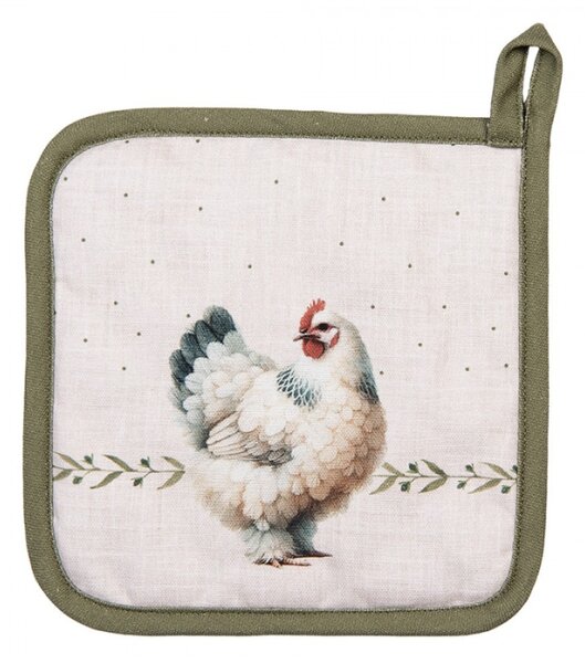 Chňapka / podložka pod hrnec s kohoutkem a slepičkou Farm Love – 20x20 cm