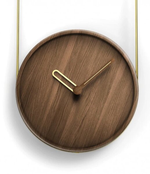 Designové nástěnné hodiny Nomon Eslabon Walnut Gold 68cm