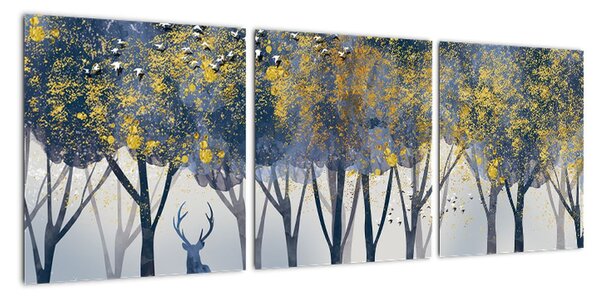 Obraz jelen v lese (90x30cm)