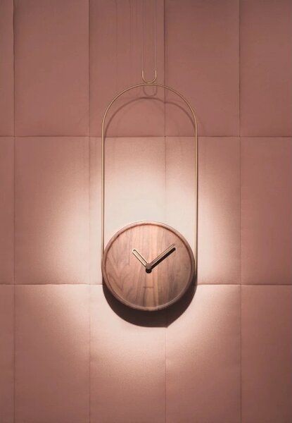 Designové nástěnné hodiny Nomon Colgante Walnut Gold 90cm