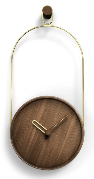 Designové nástěnné hodiny Nomon Eslabon Walnut Gold 68cm