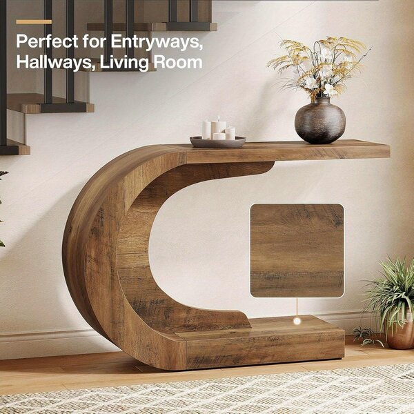 Haltafel – boční stolek ve tvaru písmene "C" a konzolový stolek – úsporný, úzký design – masivní dřevo a MDF