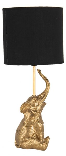 Stolní lampa ve tvaru zlatého slona s černým stínidlem – 20x46 cm