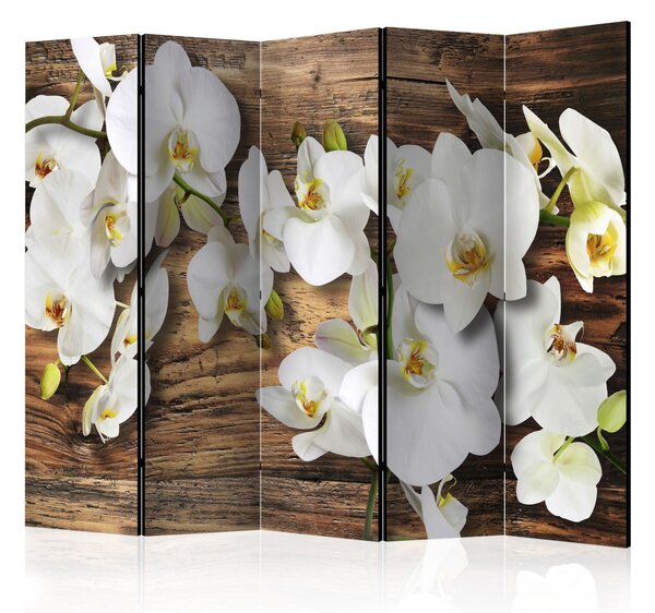 Paraván orchidej na dřevě Velikost (šířka x výška): 225x172 cm