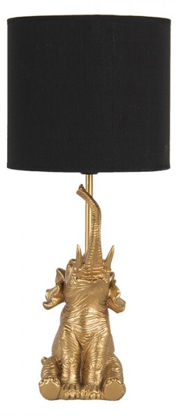 Stolní lampa ve tvaru zlatého slona s černým stínidlem – 20x46 cm