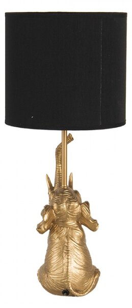 Stolní lampa ve tvaru zlatého slona s černým stínidlem – 20x46 cm