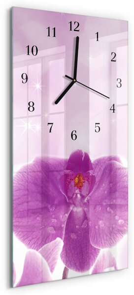 Skleněné hodiny vertikální Orchidej zsppc-30x60-00171008