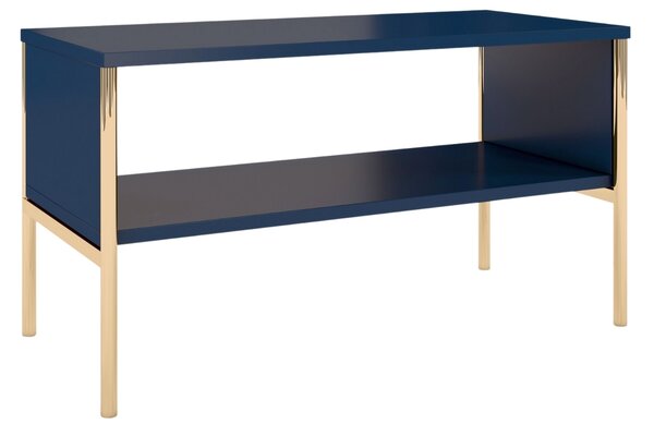 Tmavě modrý konferenční stolek Skandica Polka se zlatou podnoží 80 x 37 cm