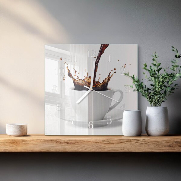 Skleněné hodiny Káva zskb-30x30-00087523